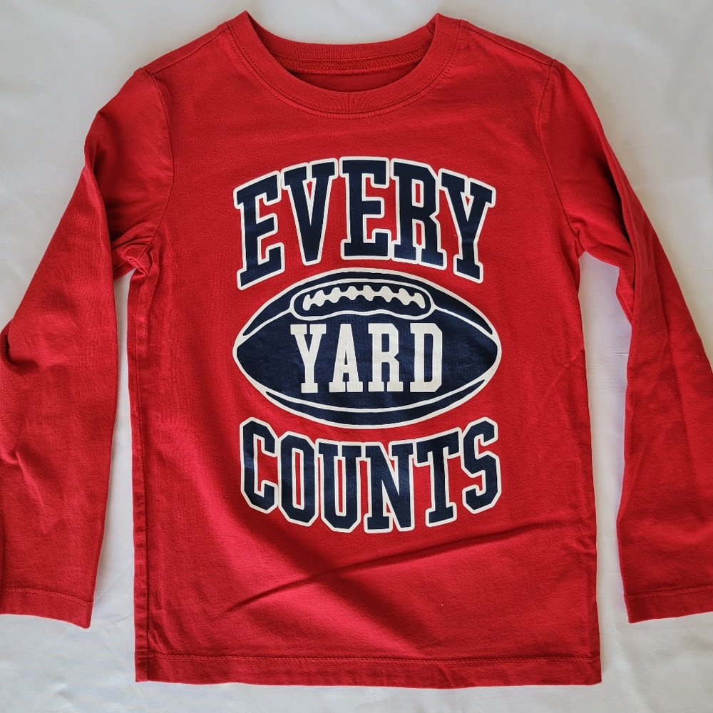 Oshkosh Originals Kids' Long-Sleeve Shirt, Red Football Graphic, Size 5 Regular